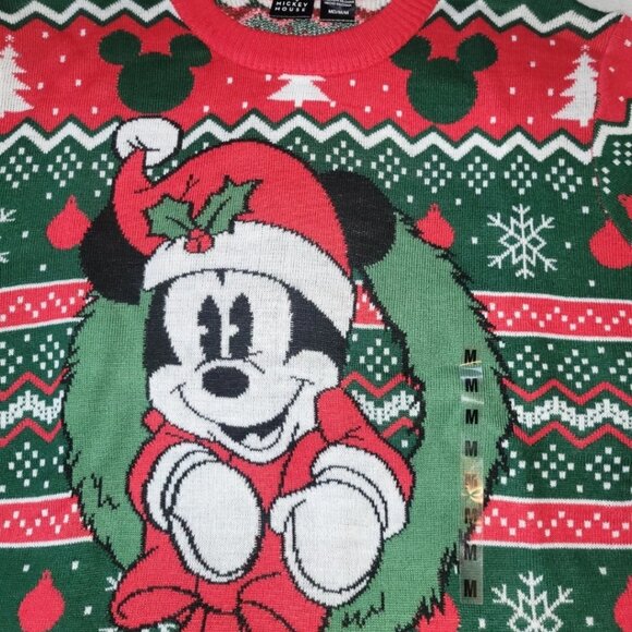 Disney Mens Size Medium Mickey Mouse Christmas Xmas Holiday Unisex Sweater NWT - Picture 2 of 8